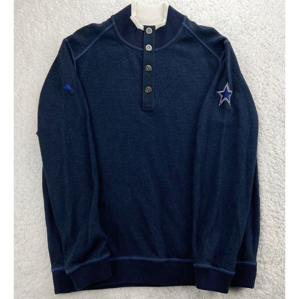 Tommy Bahama Dallas Cowboys NFL Scrimshaw Pullover Sweatshirt Mens‎ M Navy Blue